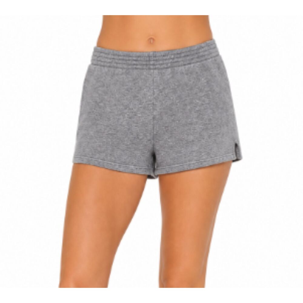 TNA CozyAF Fleece Womens 1X Heathered Grey Pull On Shorts